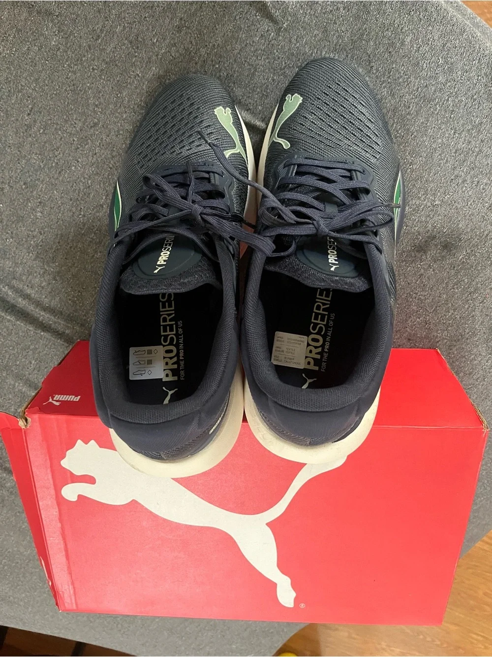Puma Navy and Green ProSeries Athletic Sneakers